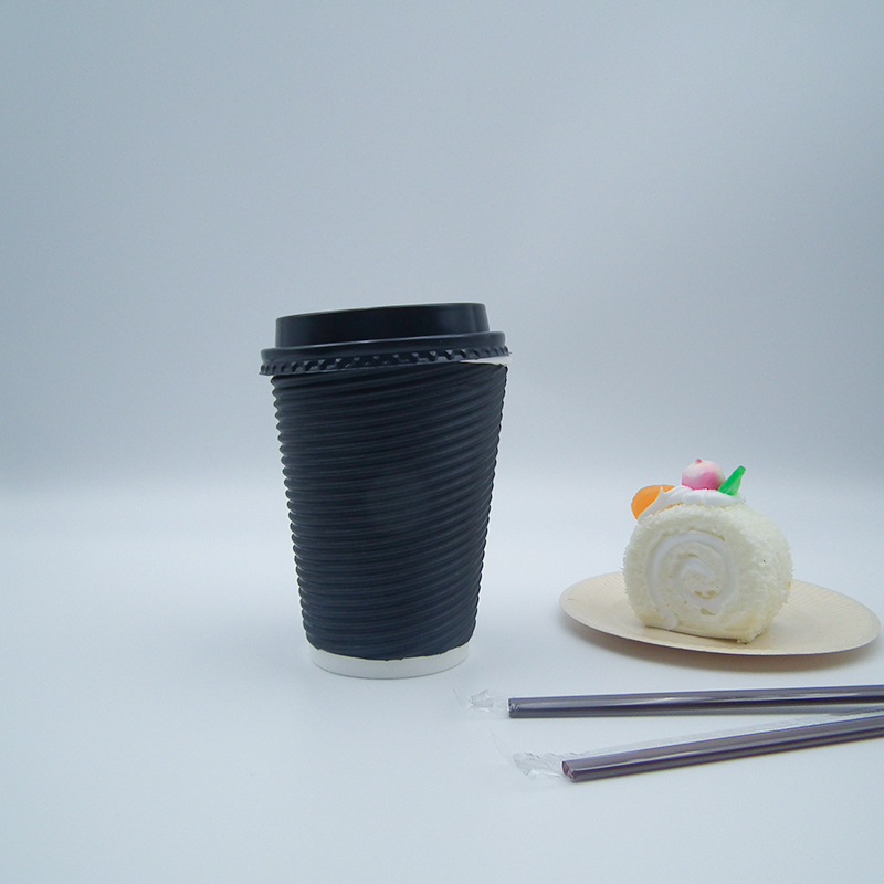ripple wall paper cup with PE/PLA/PHA/Water based Coated paper