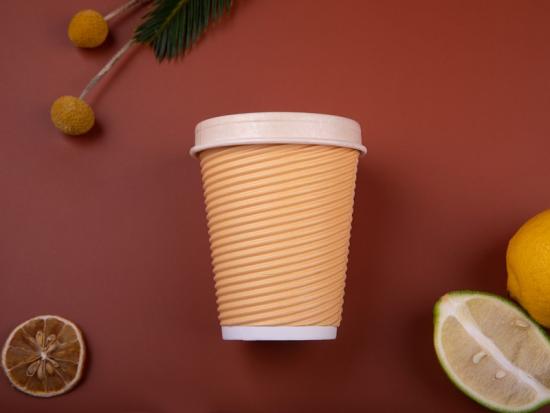 Eco Friendly Ripple Wall Paper Cup with Lid for Beverage